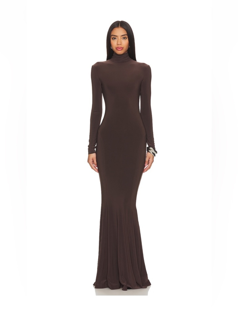 Norma Kamali Fishtail Gown in Chocolate